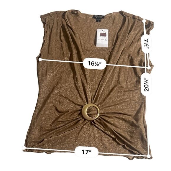 Vintage One West Brown Gold Top Large - Picture 4 of 8